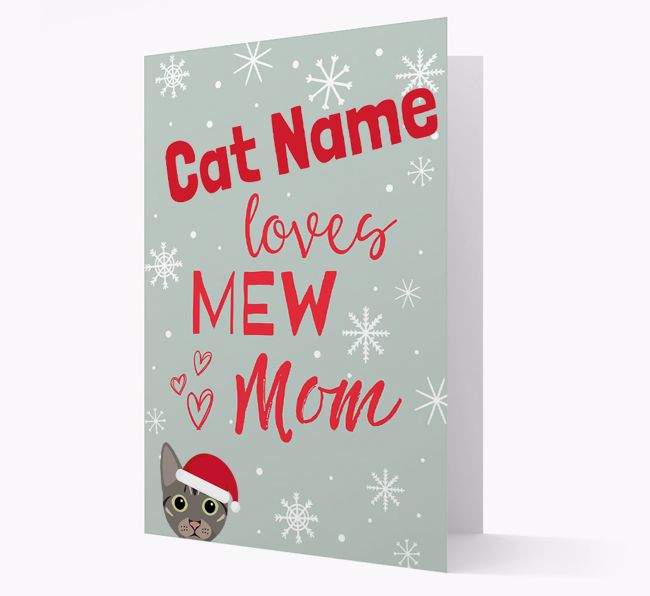 'I Love Mew Mom' - Personalized {breedFullName} Christmas Card 